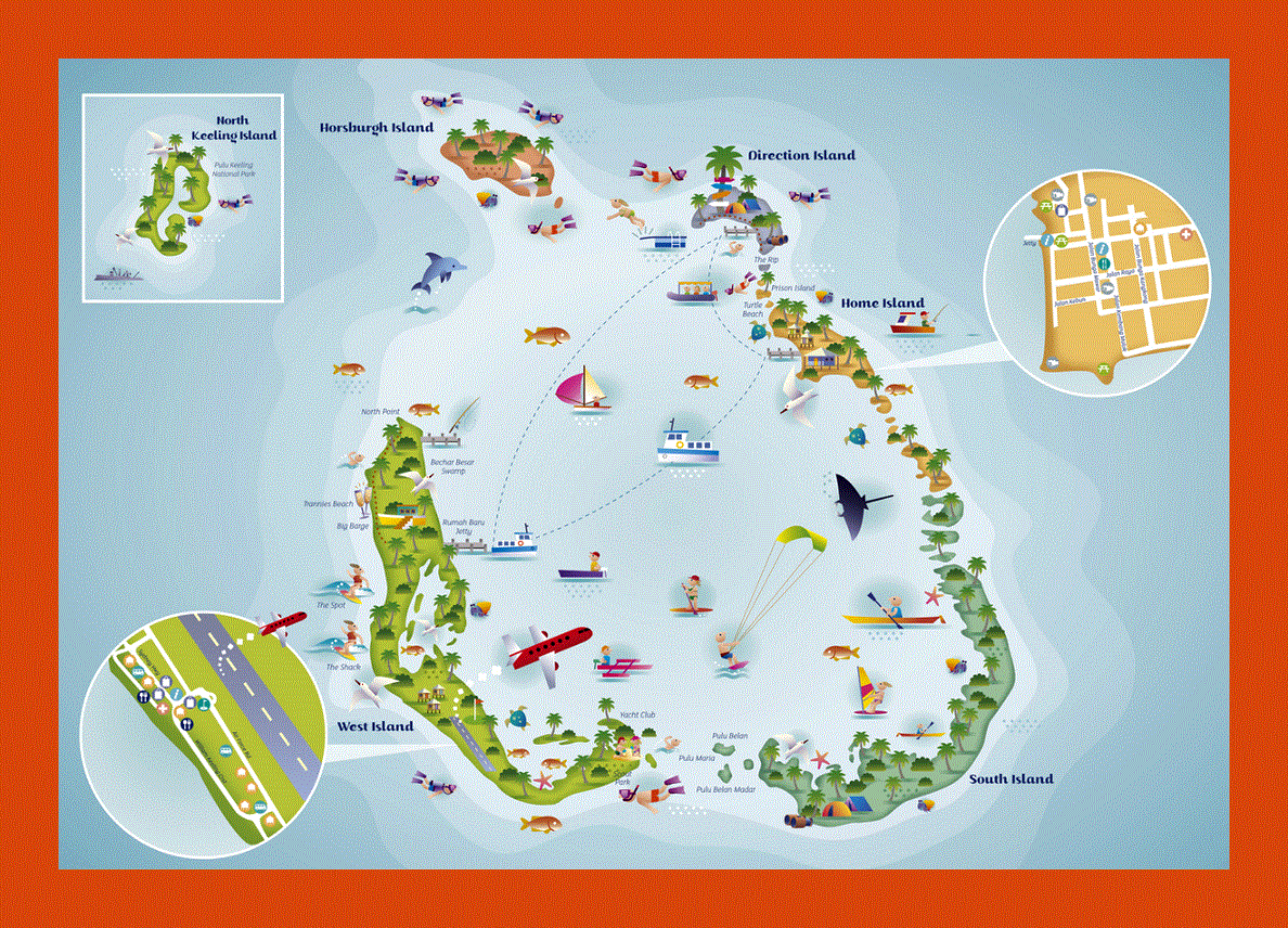Tourist illustrated map of Cocos (Keeling) Islands