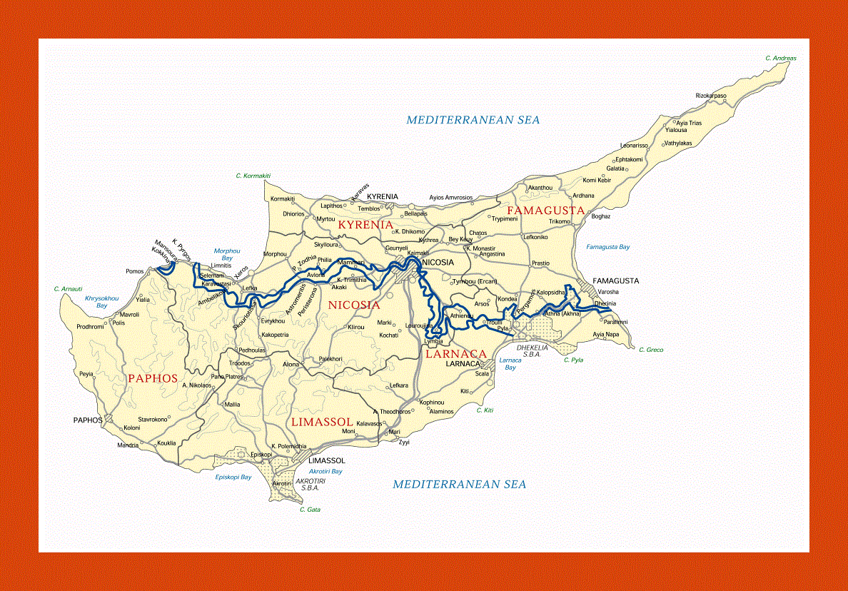 Administrative map of Cyprus