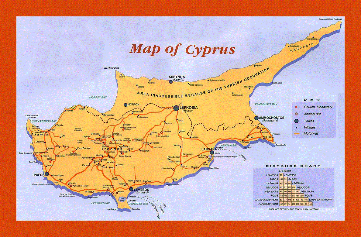 Guide map of Cyprus