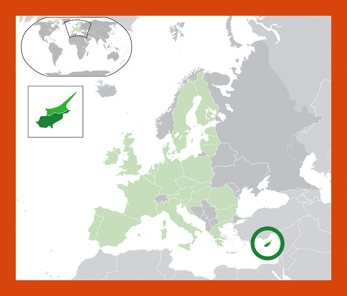 Location map of Cyprus in EU