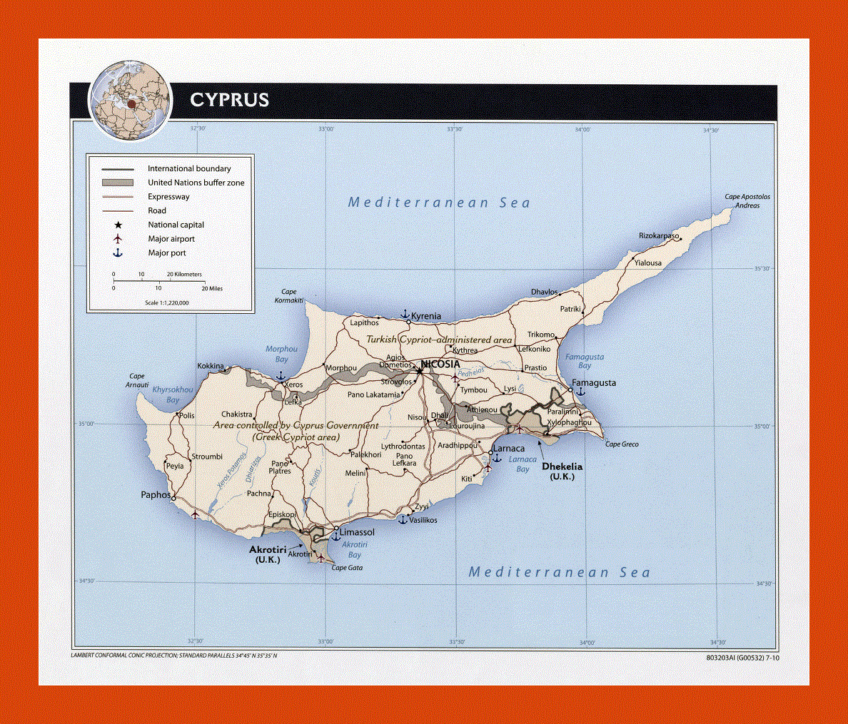 Political map of Cyprus - 2010