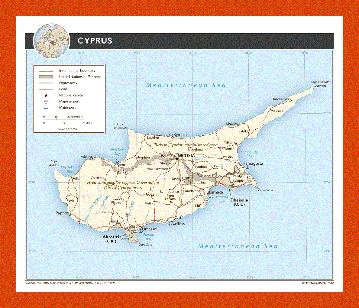 Political map of Cyprus - 2010