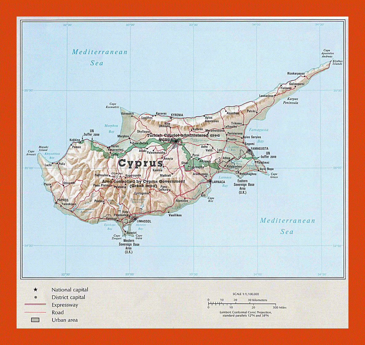Political map of Cyprus