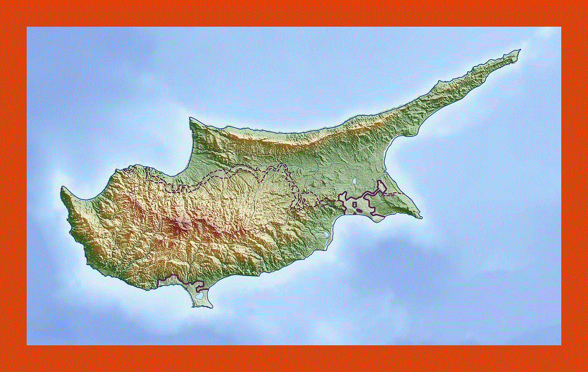 Relief map of Cyprus