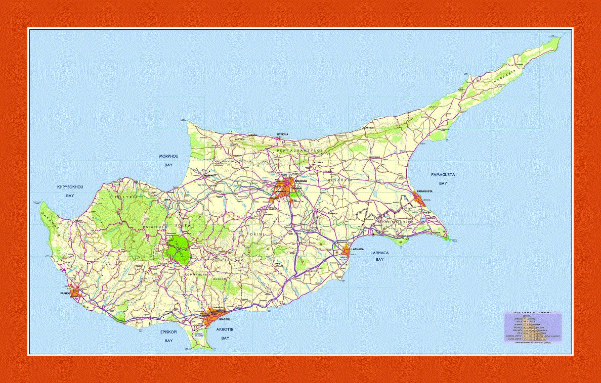 Road map of Cyprus