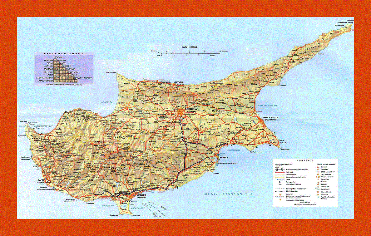 Road map of Cyprus