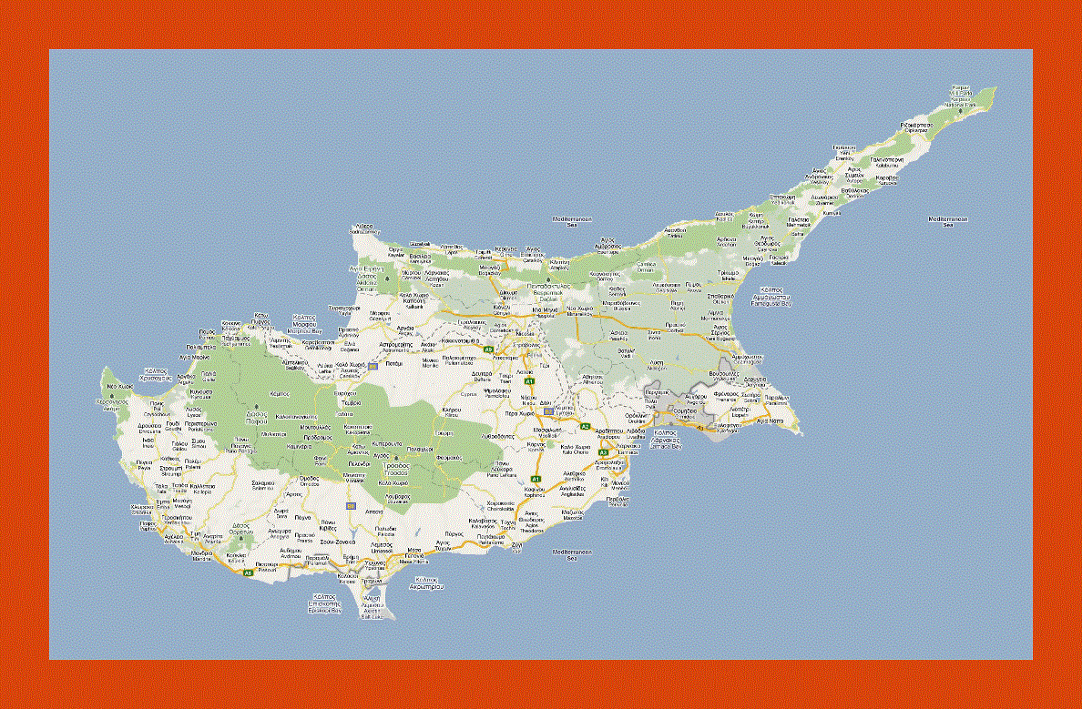 Road map of Cyprus