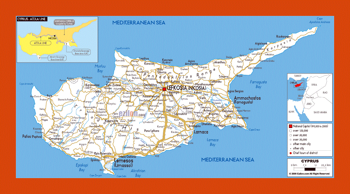 Road map of Cyprus