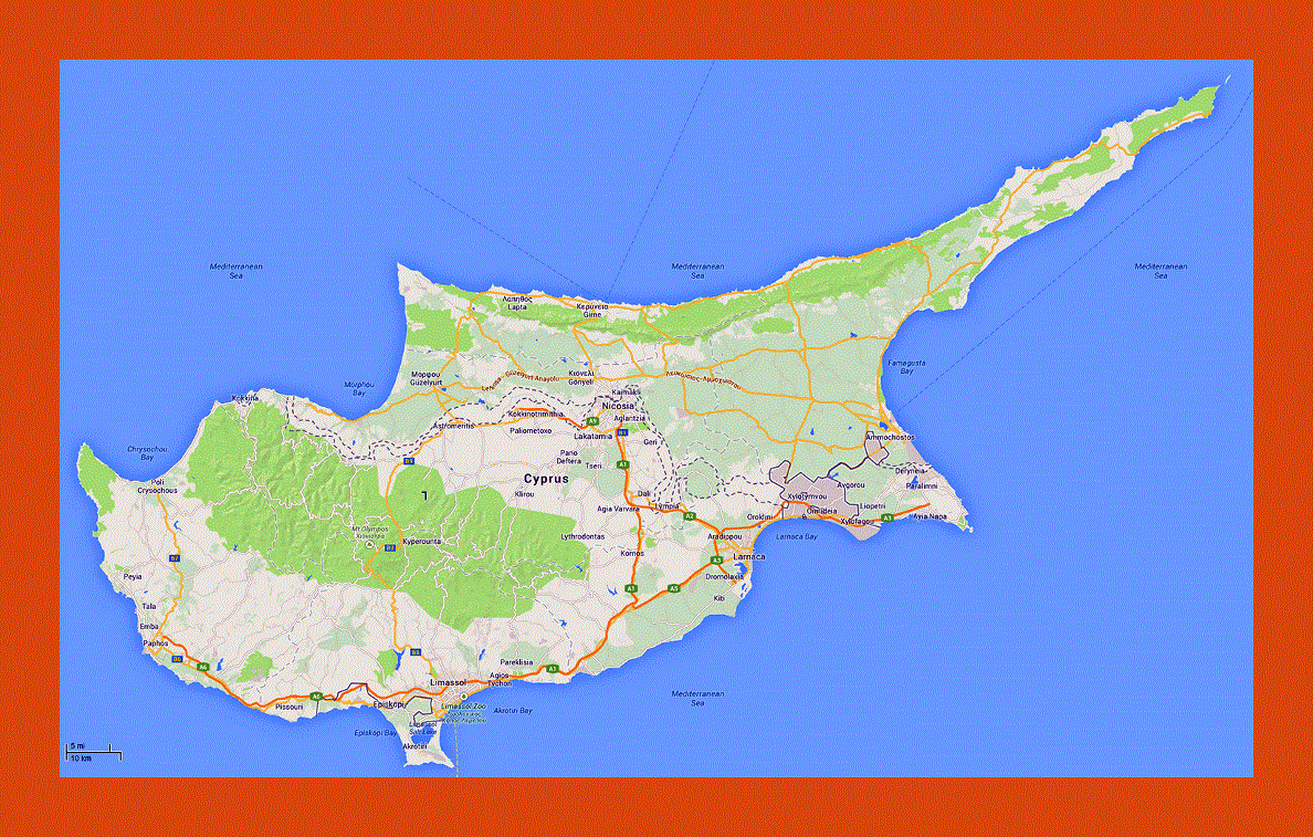 Road map of Cyprus