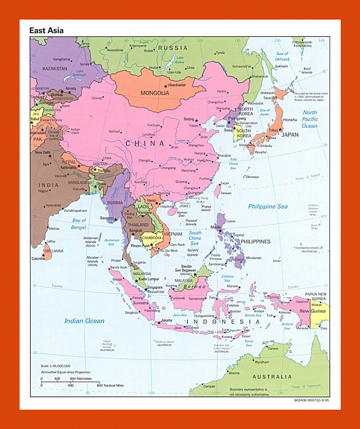 Political map of East Asia - 1995