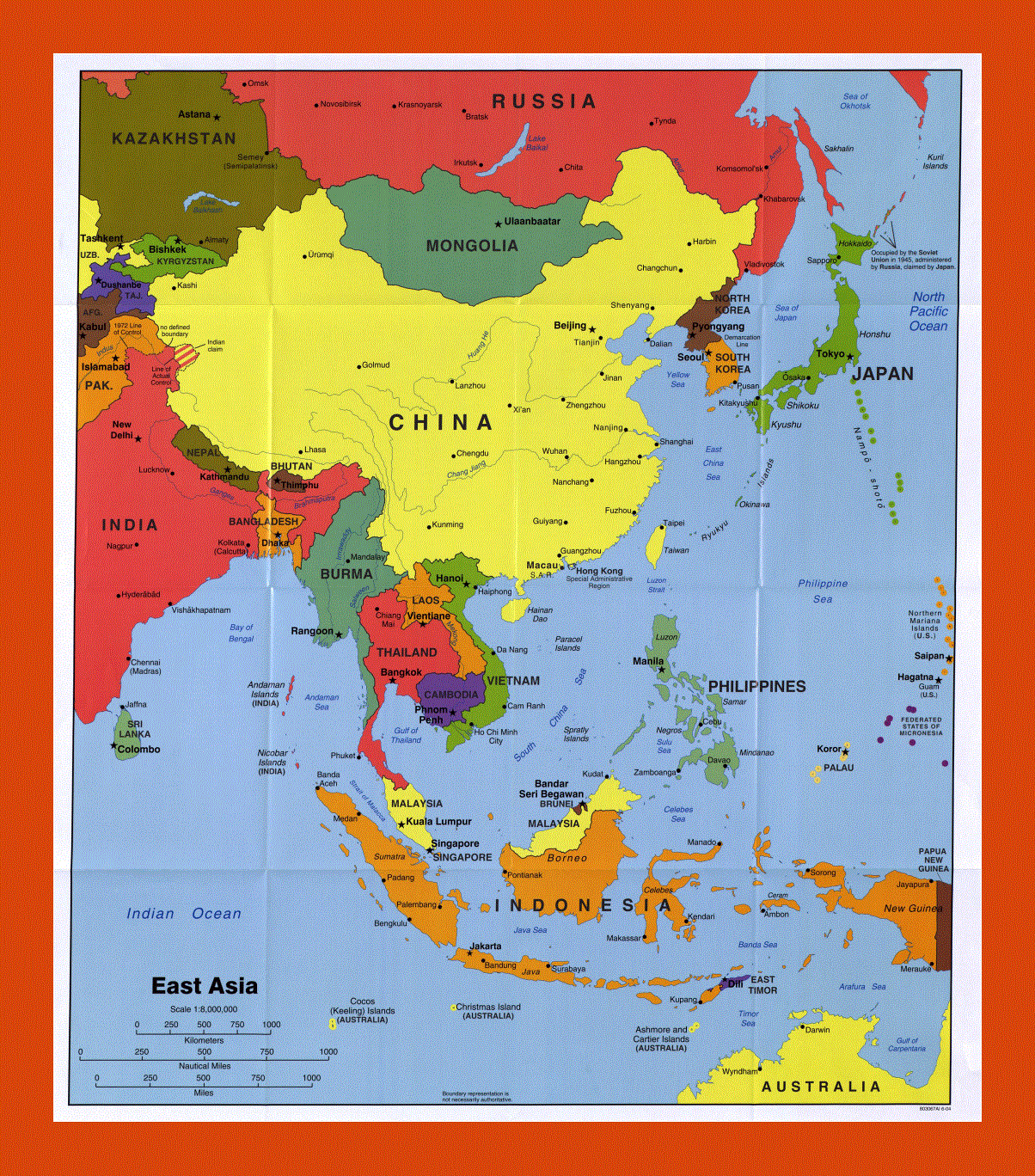 Political map of East Asia - 2004