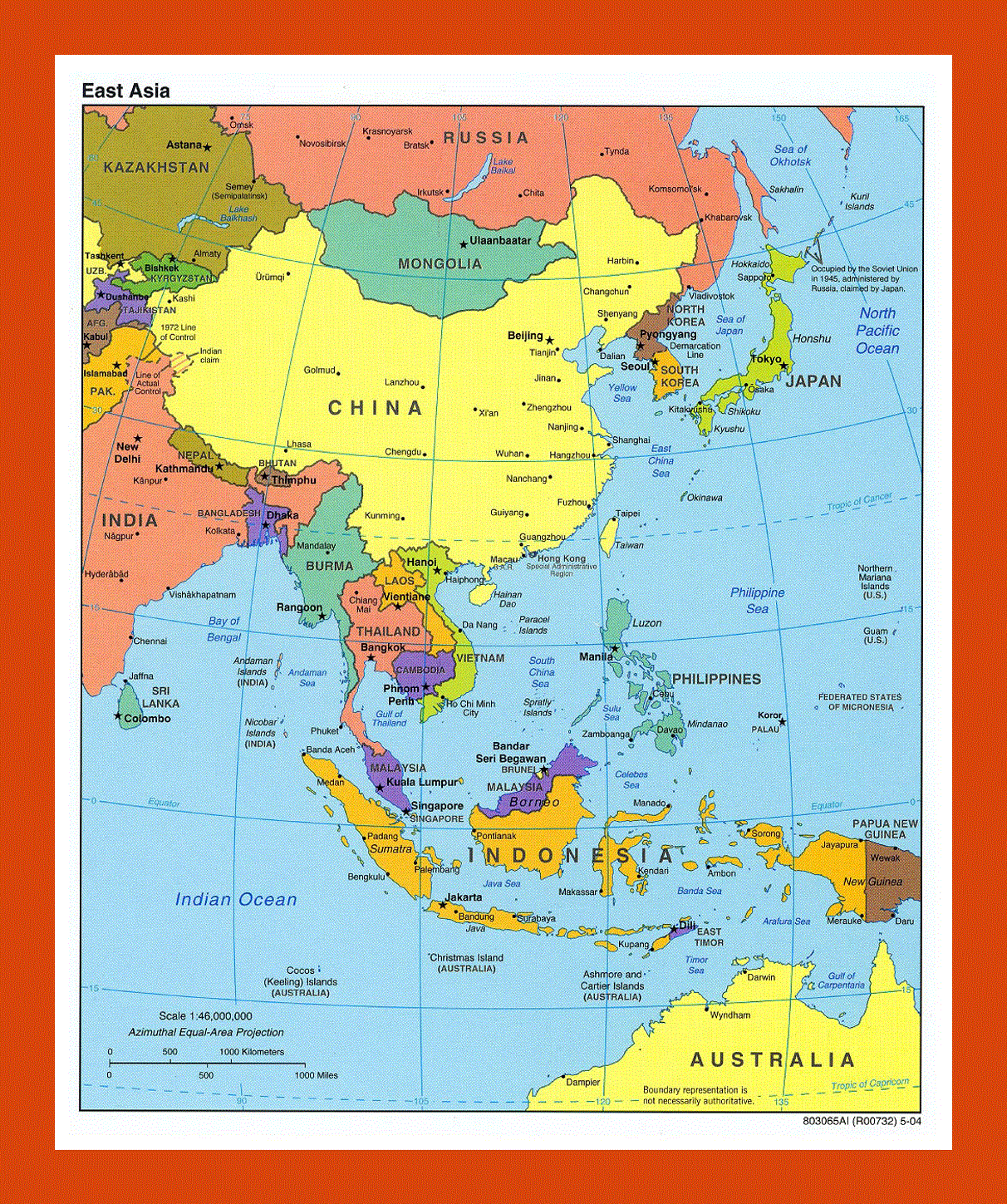 Political map of East Asia - 2004