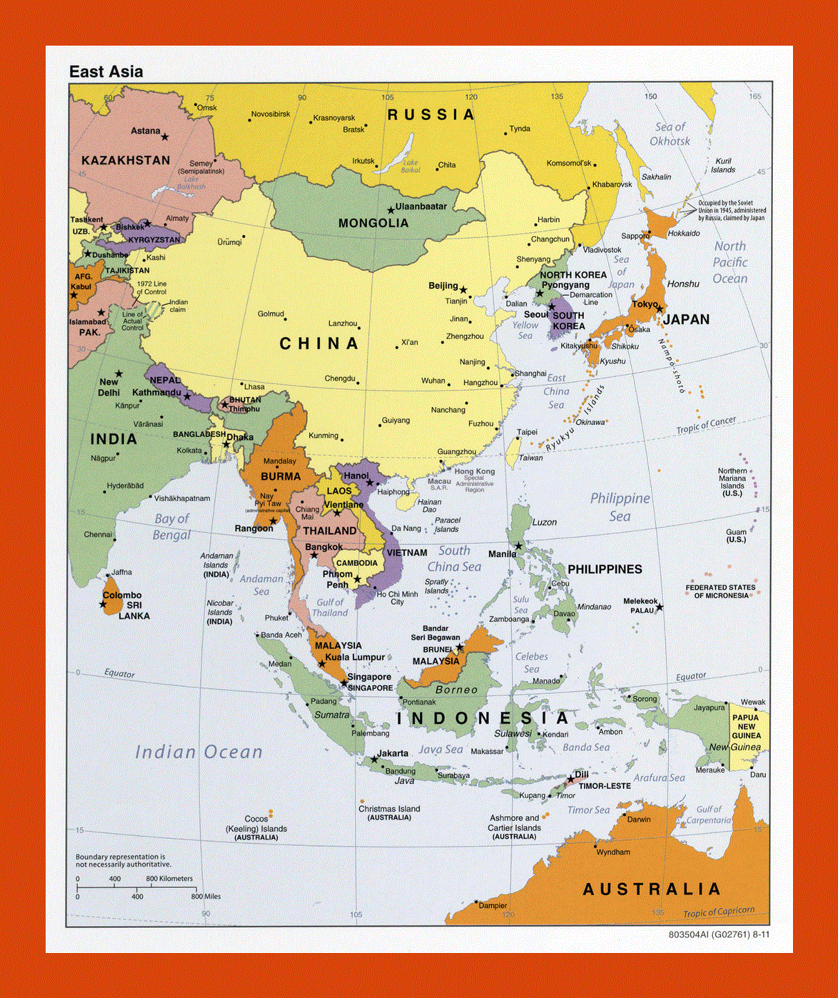 Political map of East Asia - 2011