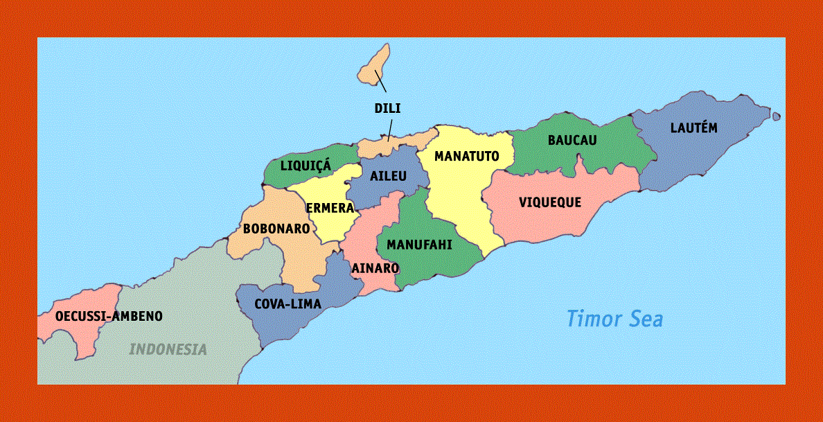 Administrative map of East Timor