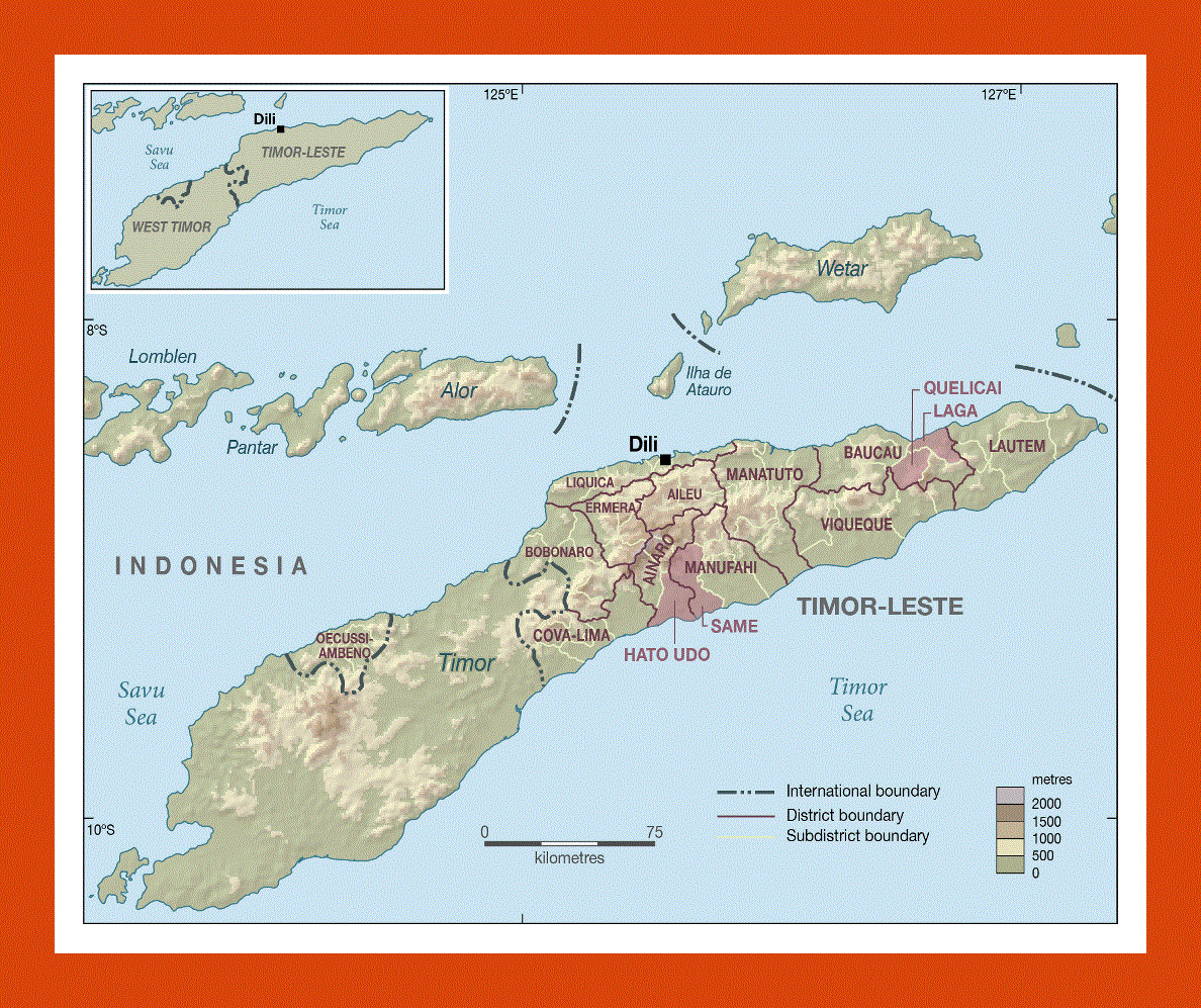 Administrative map of East Timor