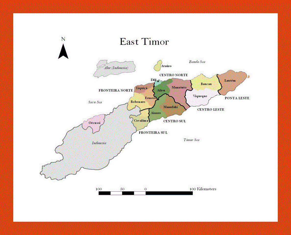 Administrative map of East Timor