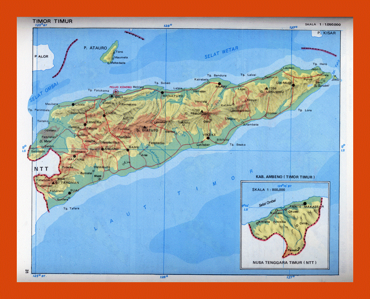 Elevation map of East Timor