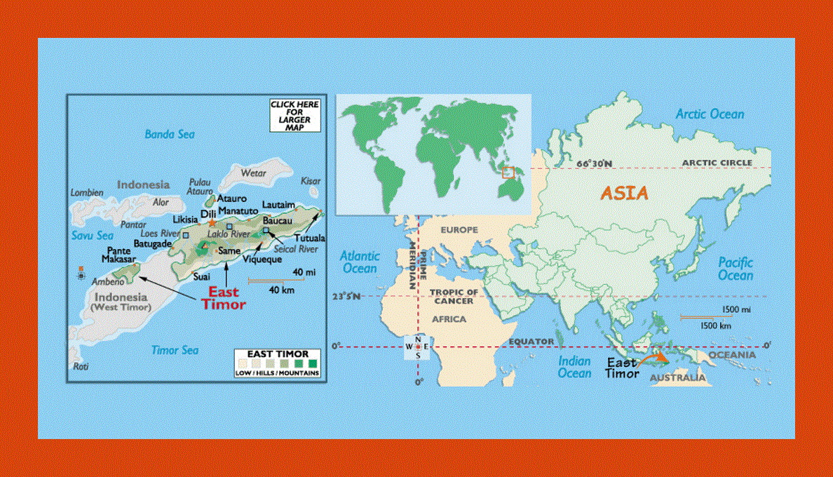 Political map of East Timor