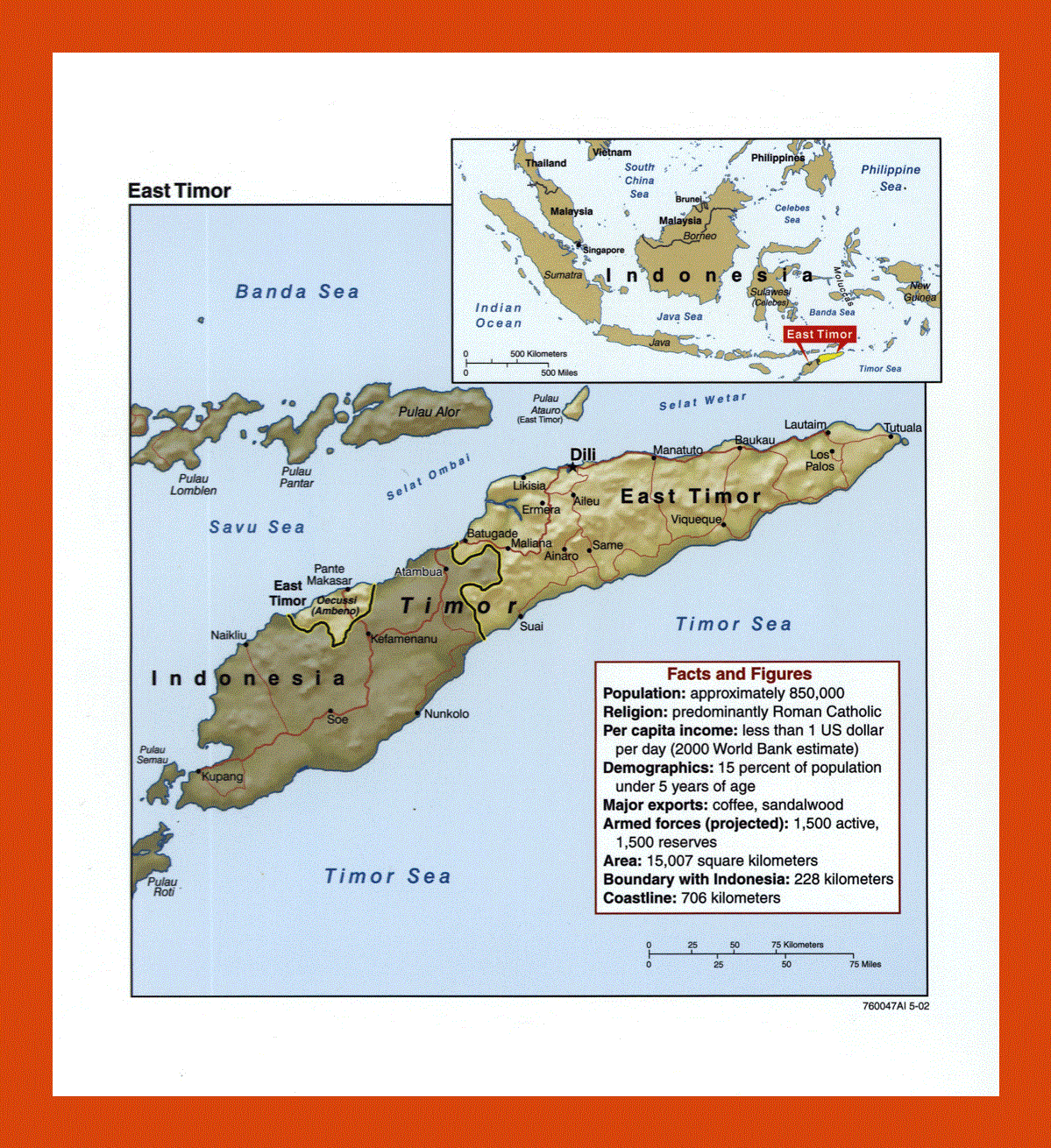 Political map of East Timor - 2002