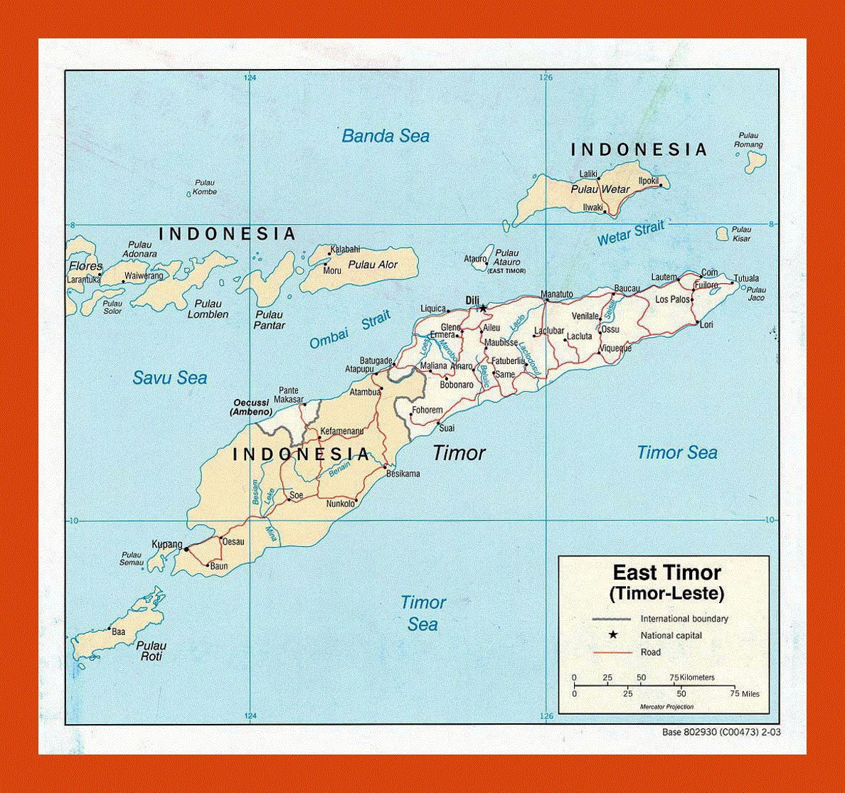 Political map of East Timor - 2003