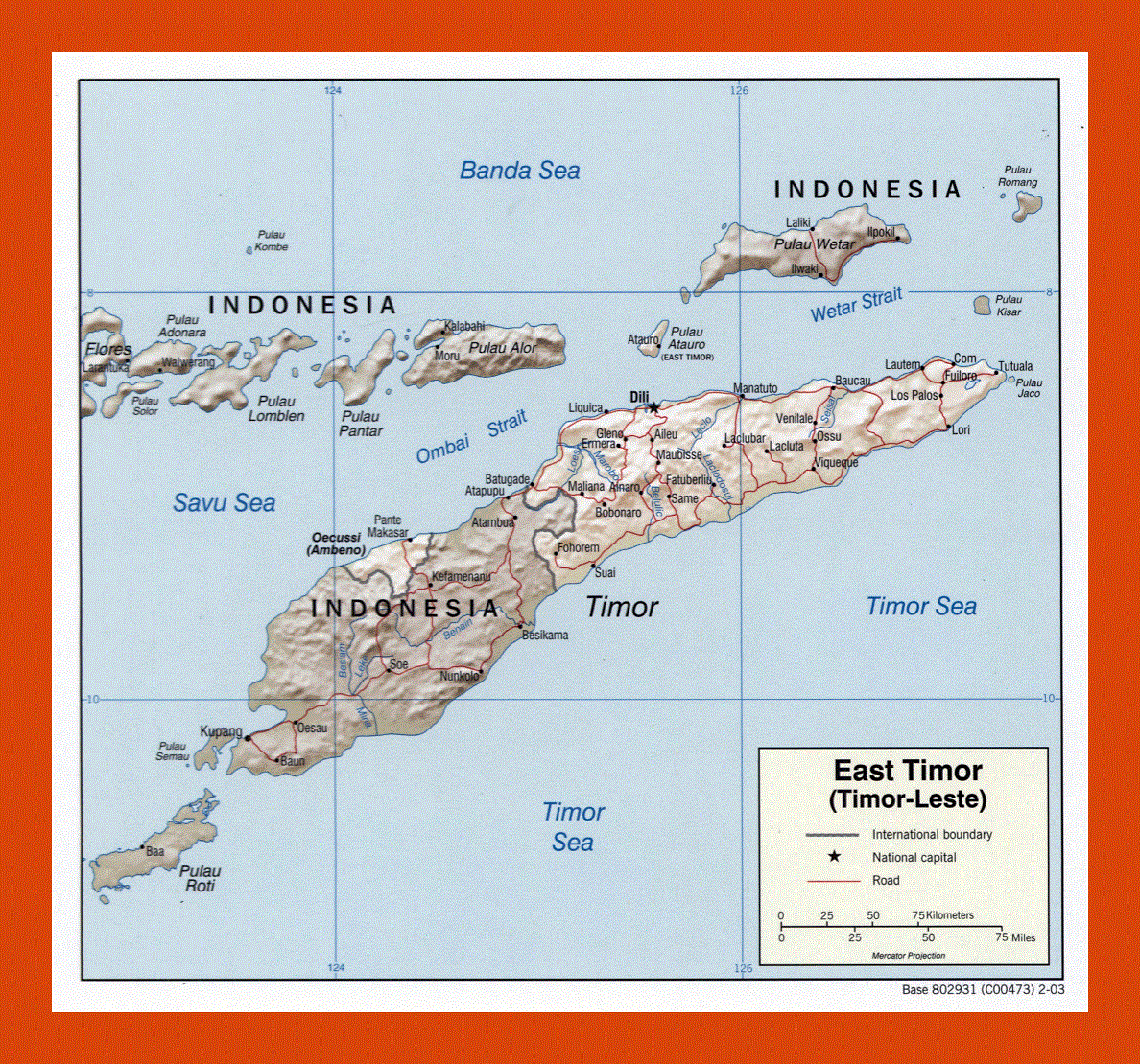 Political map of East Timor - 2003