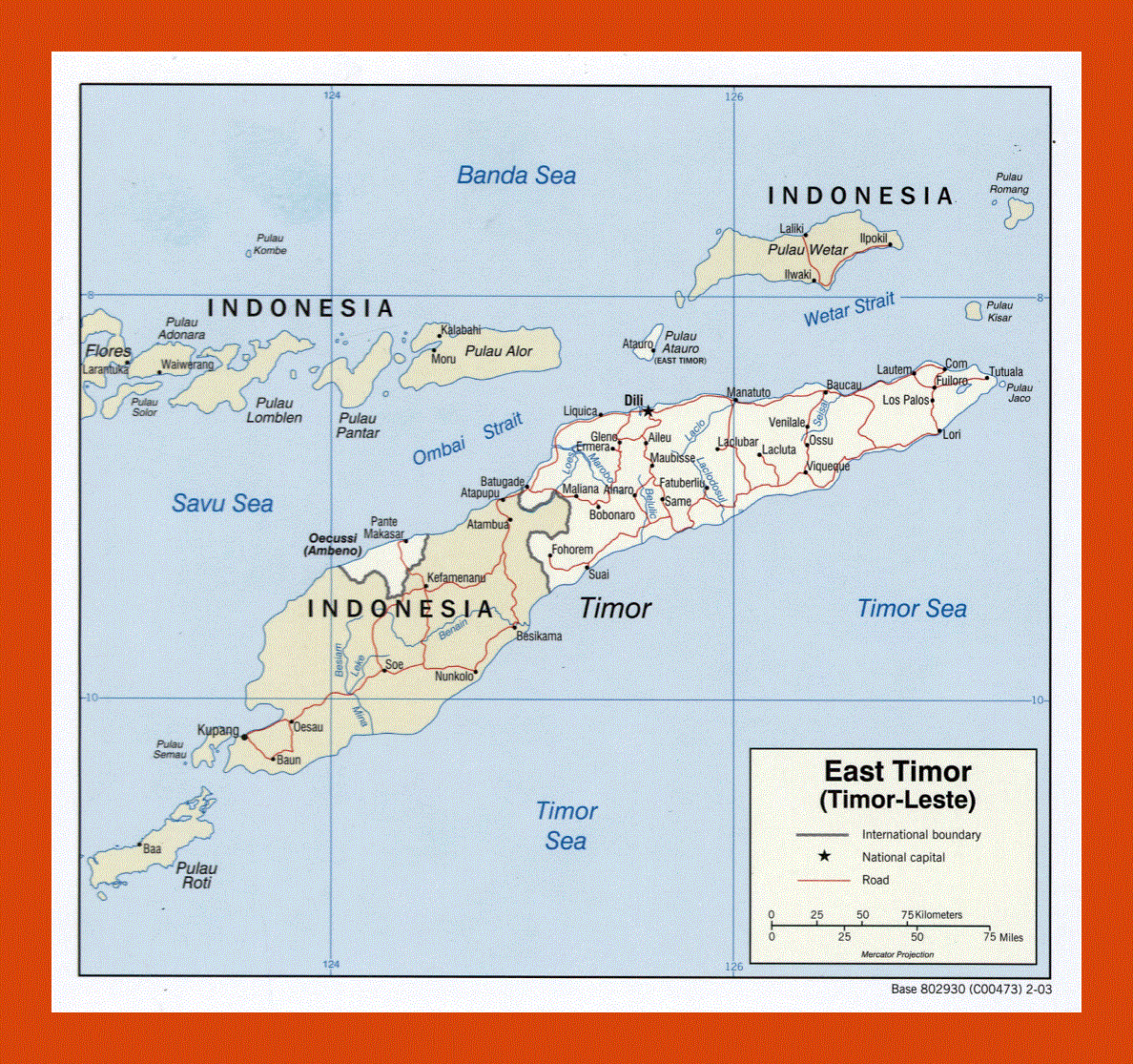 Political map of East Timor - 2003