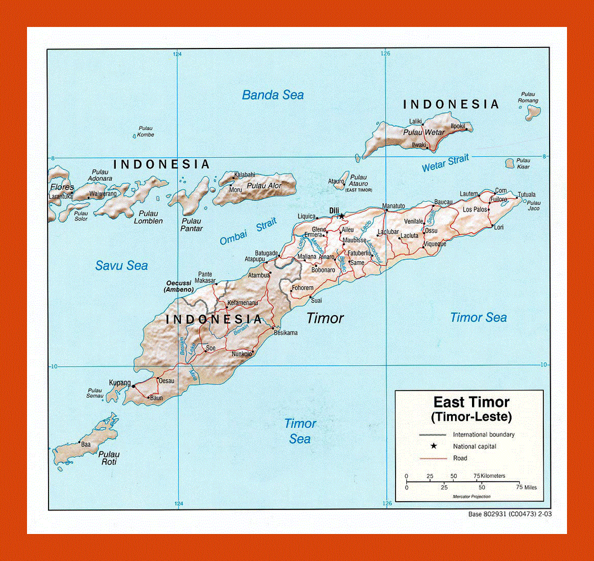 Political map of East Timor - 2003