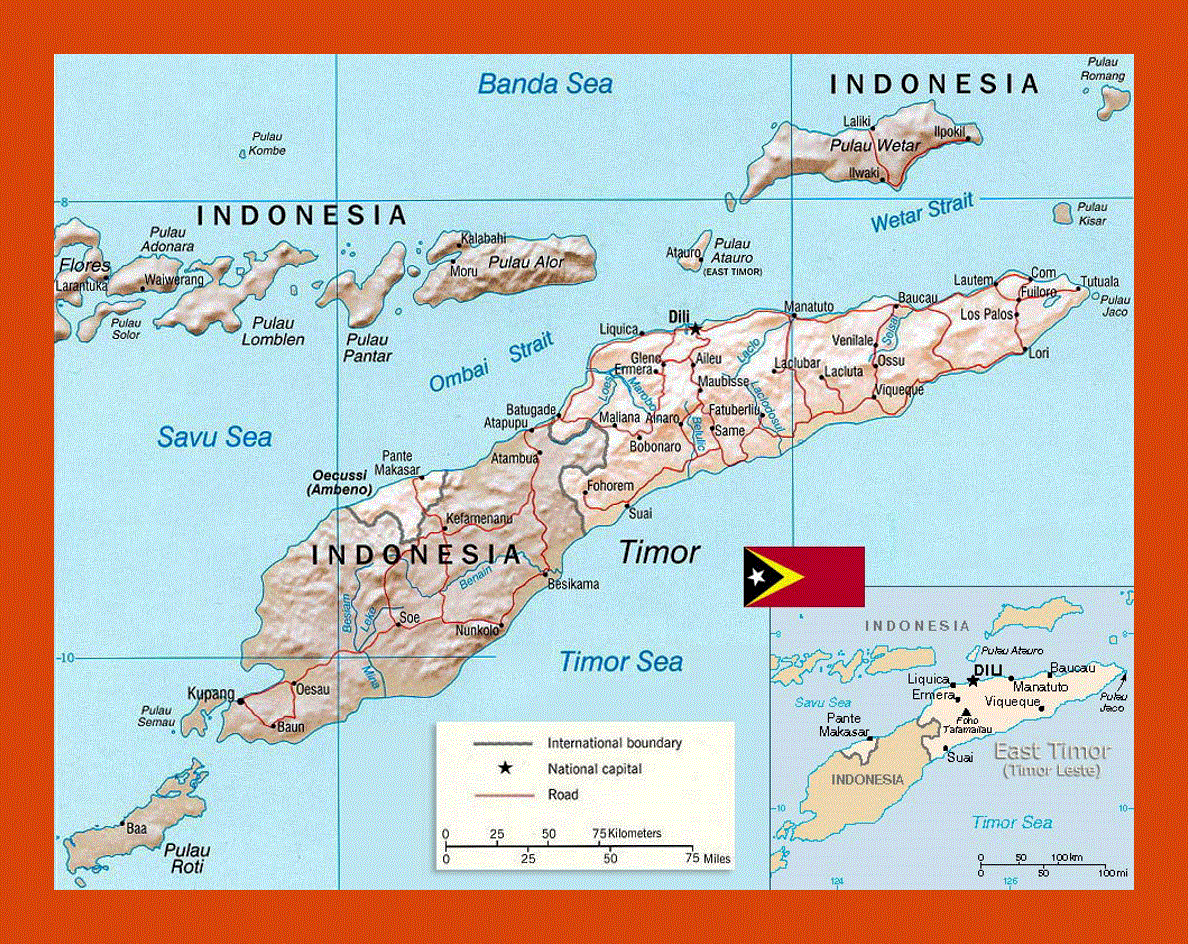 Political map of East Timor