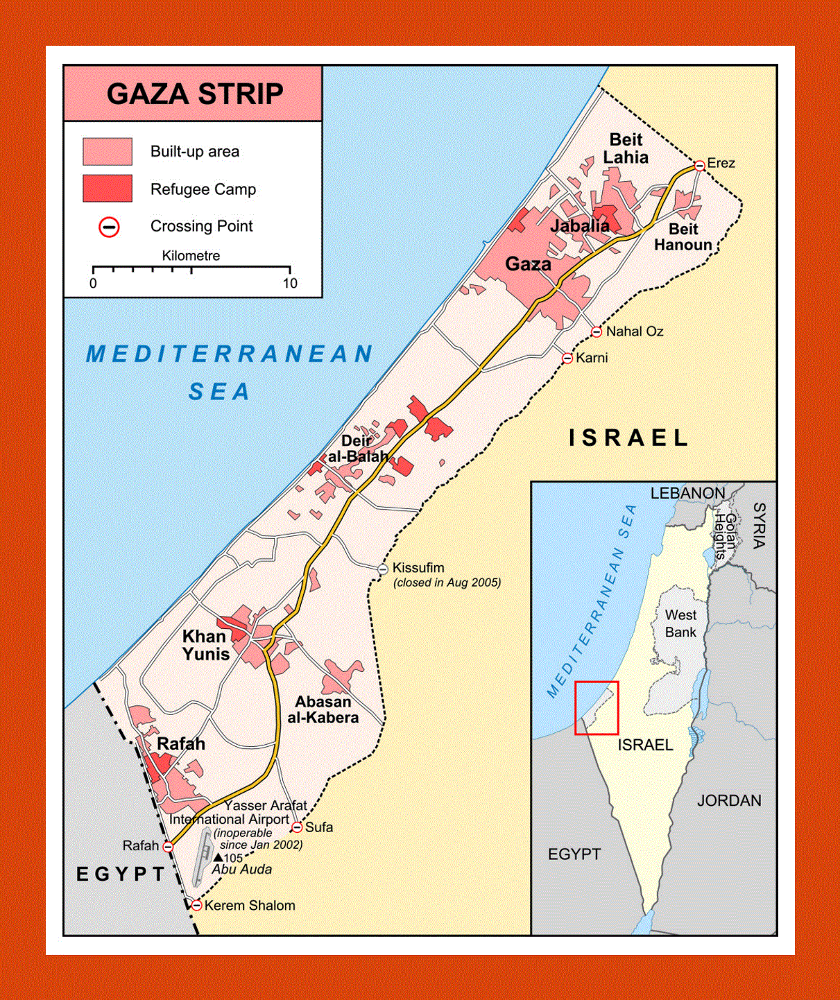 Map of Gaza Strip | Maps of Gaza Strip | Maps of Asia | GIF map | Maps ...