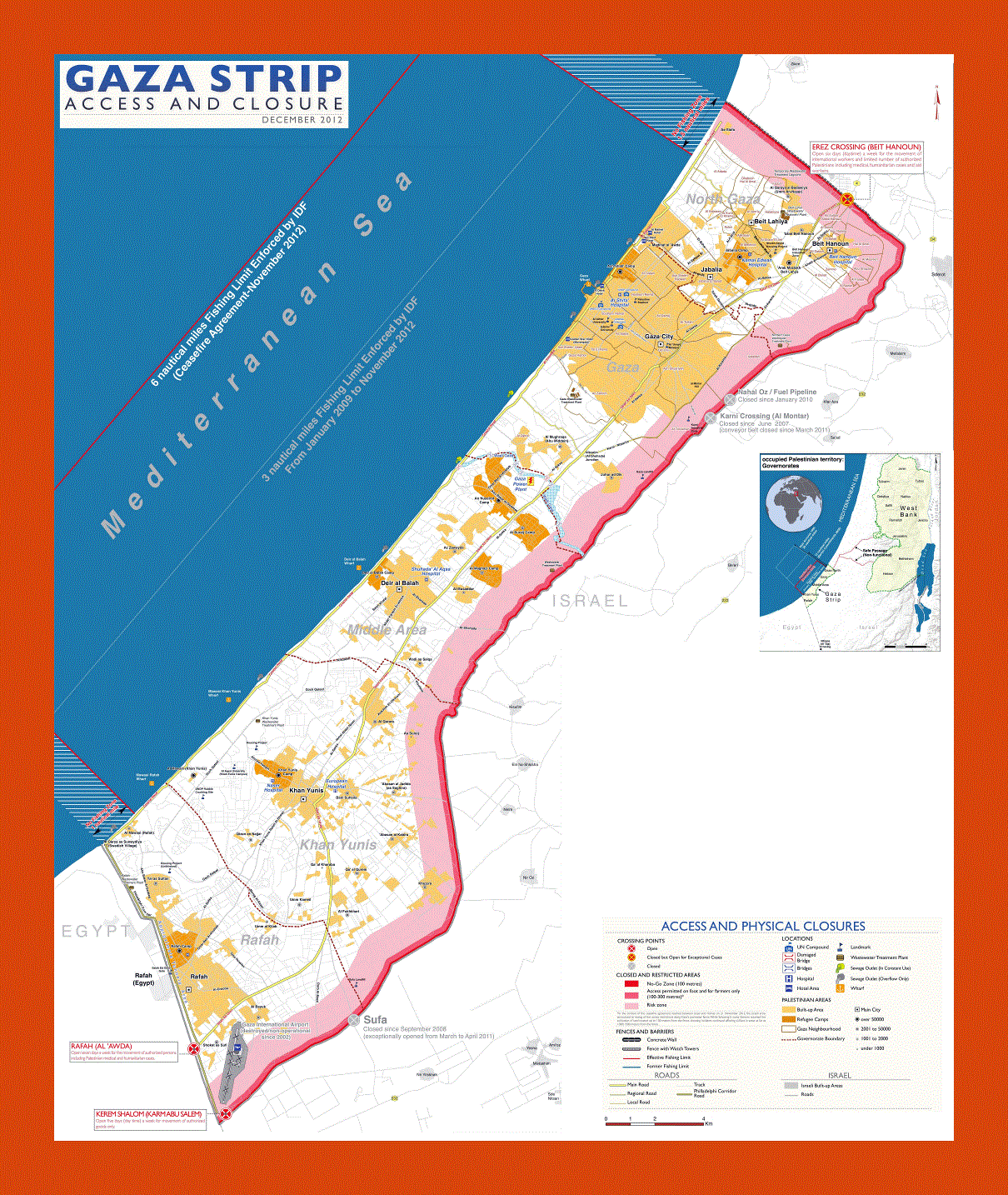 Map of Gaza Strip - 2012