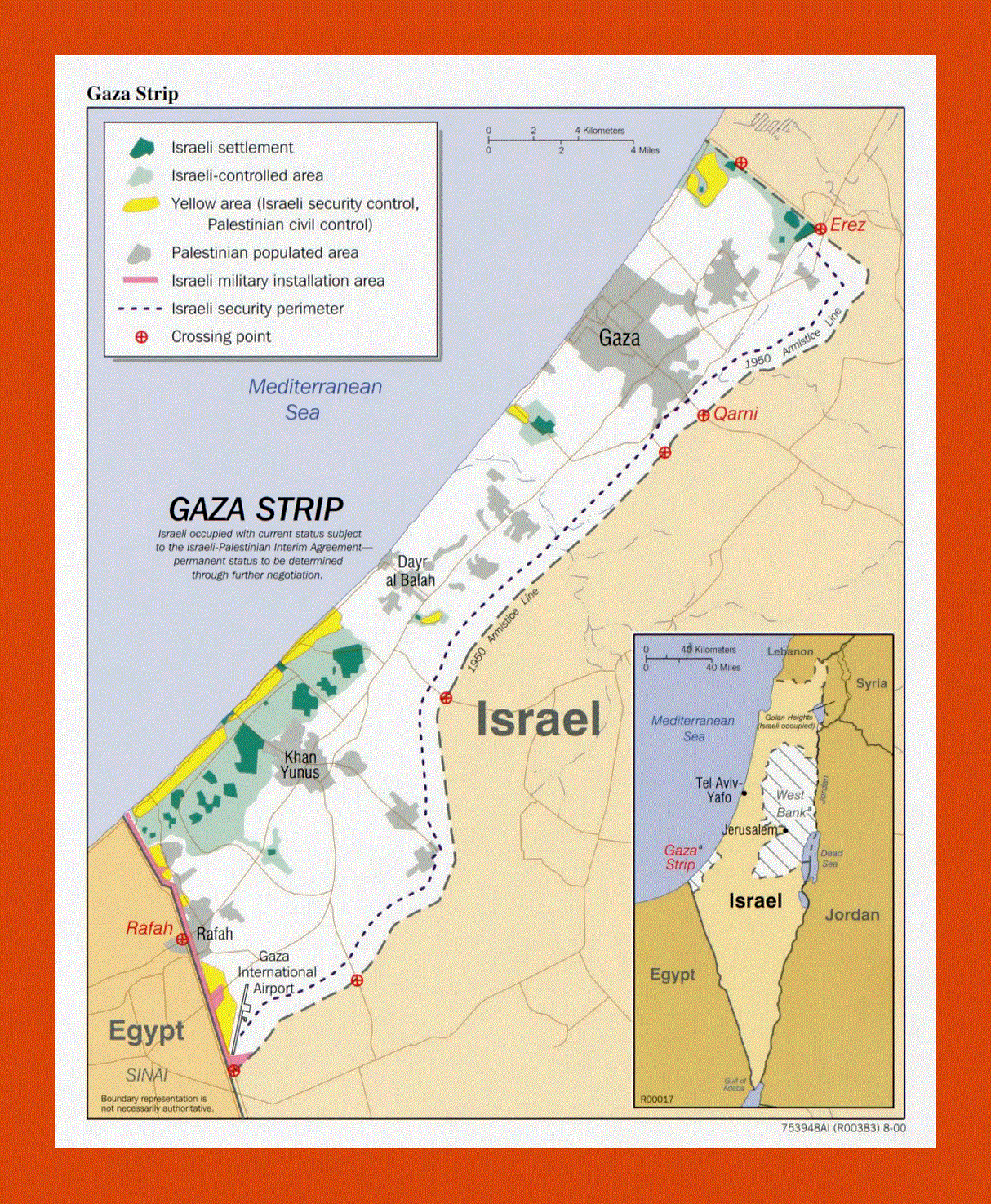Political map of Gaza Strip - 2000
