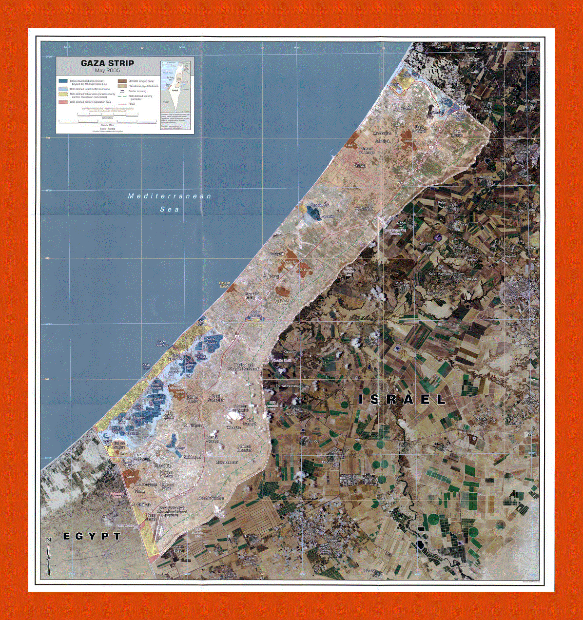 Satellite map of Gaza Strip - 2005