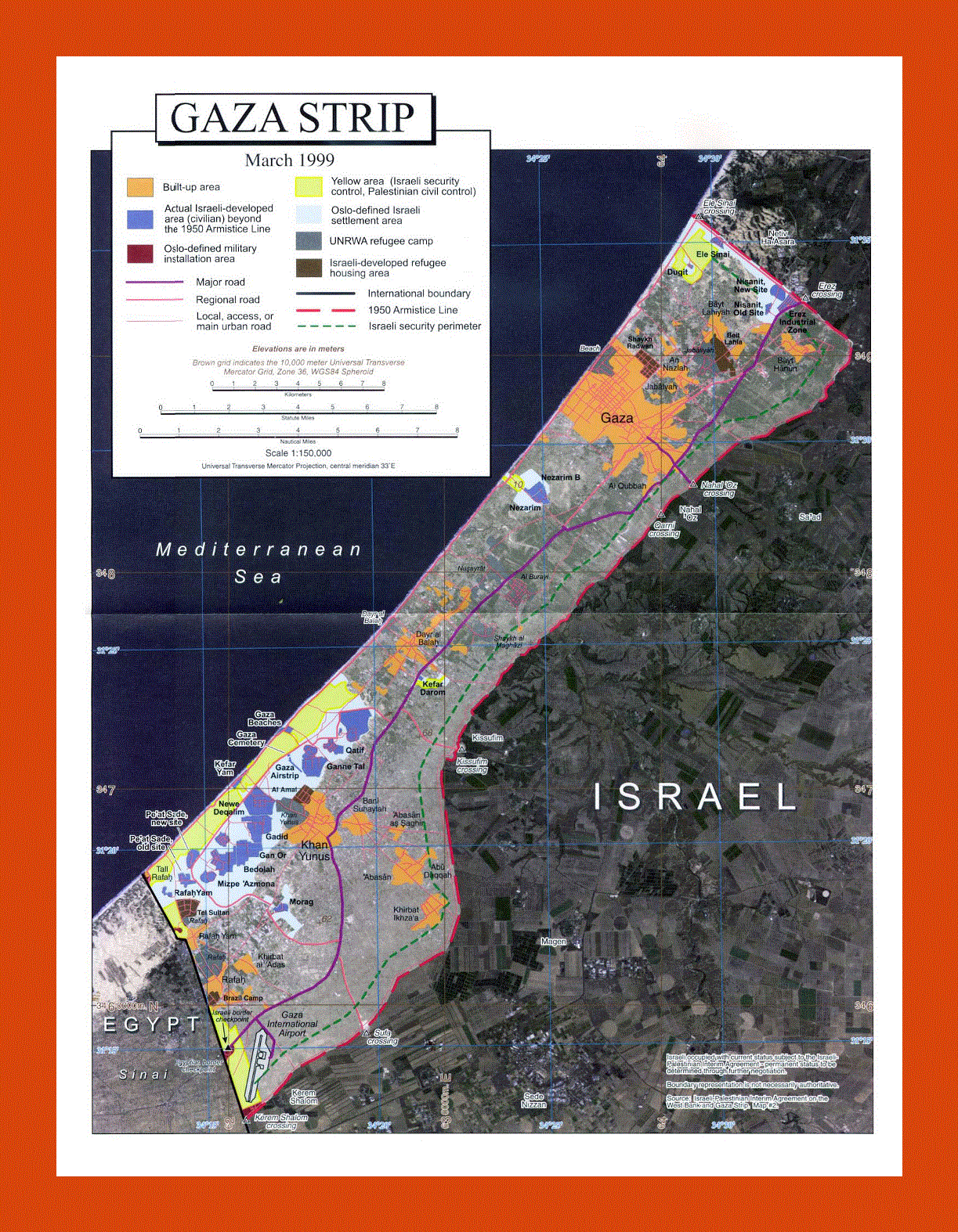 Satellite map of Gaza Strip