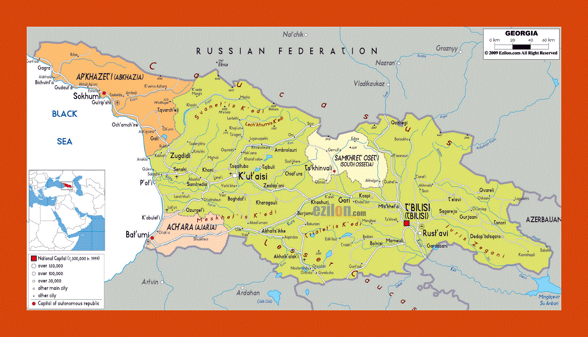 Political and administrative map of Georgia