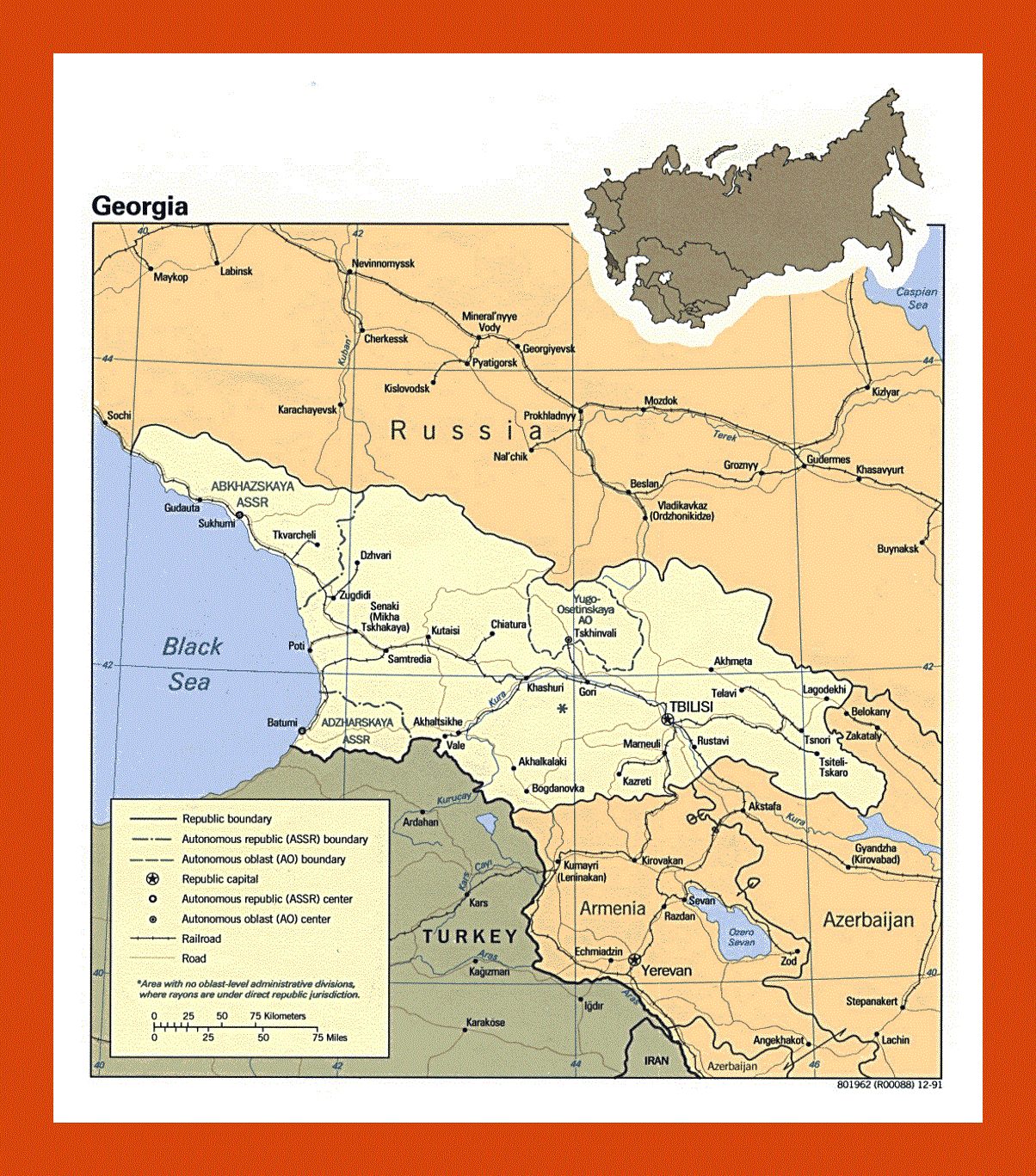 Political map of Georgia - 1991