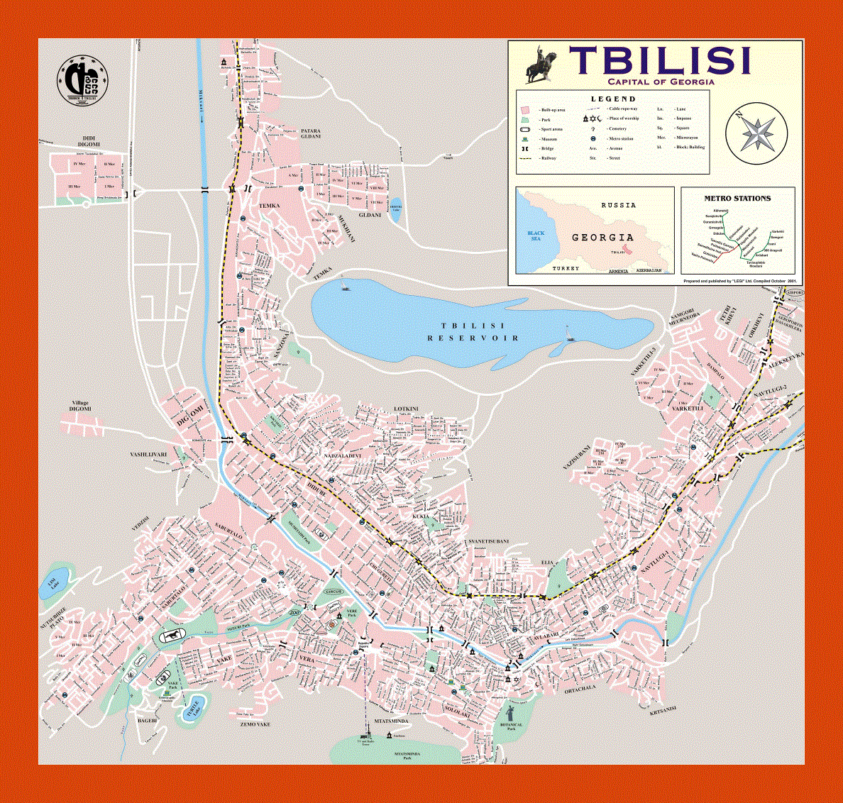 Map of Tbilisi city