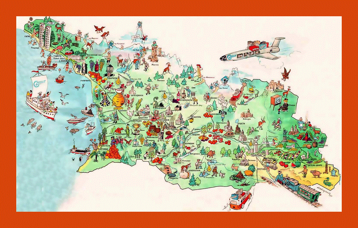 Tourist illustrated map of Georgia