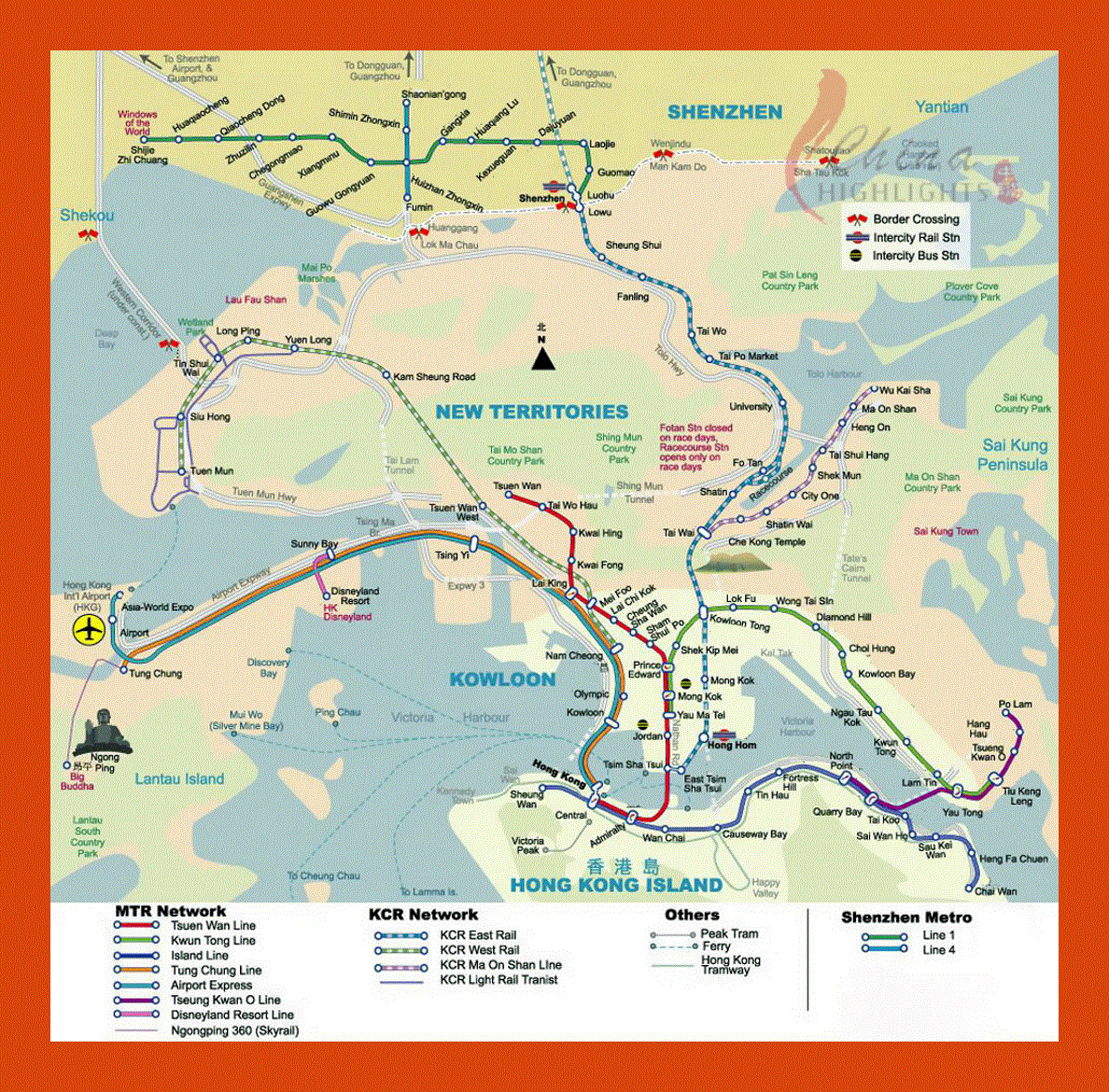 City transport map of Hong Kong