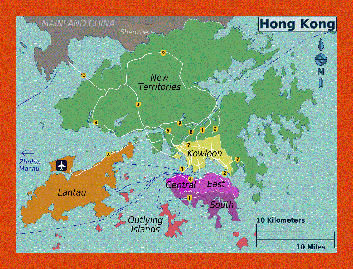 Hong Kong districts map