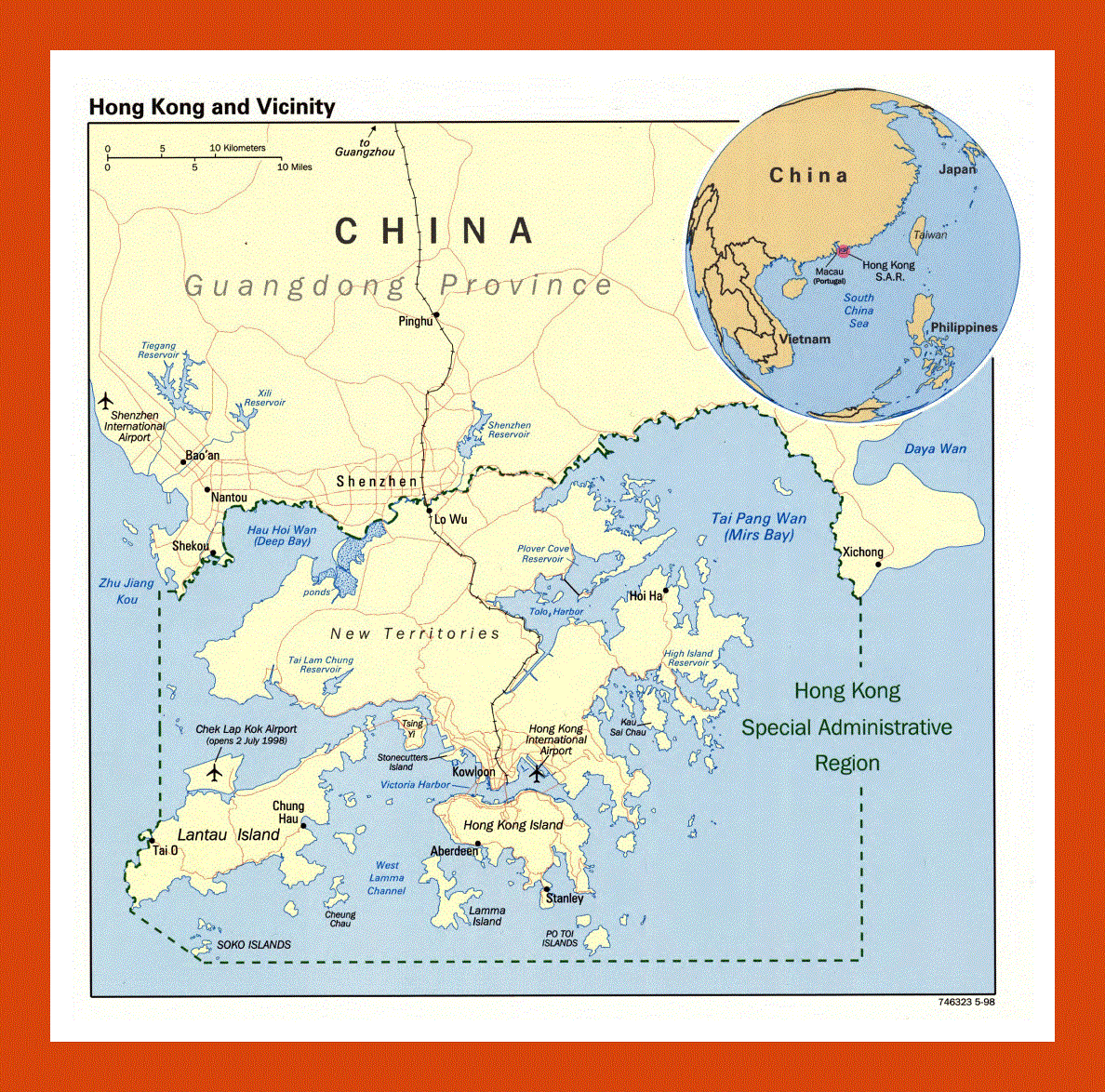 Map of Hong Kong and vicinity - 1998