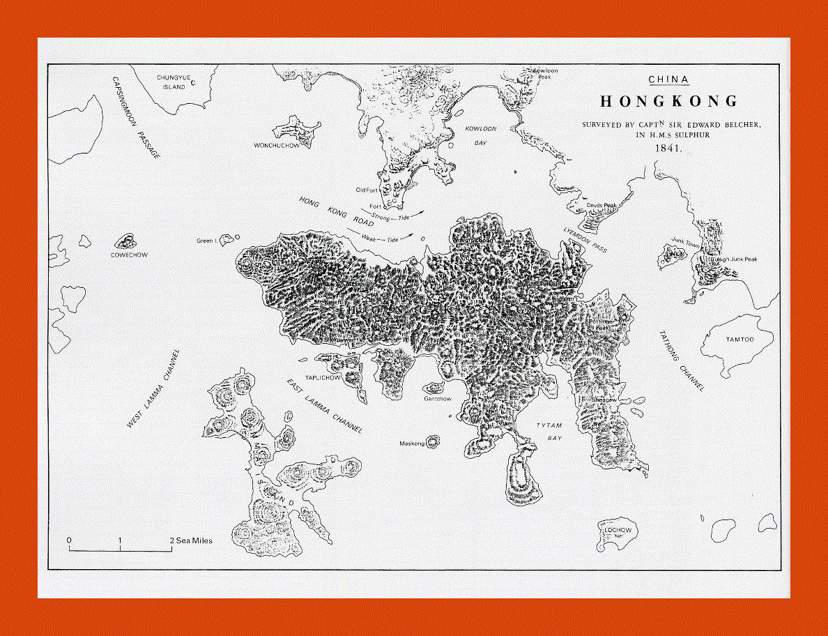 Old map of Hong Kong Island - 1841
