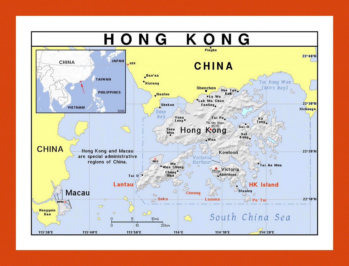 Political map of Hong Kong