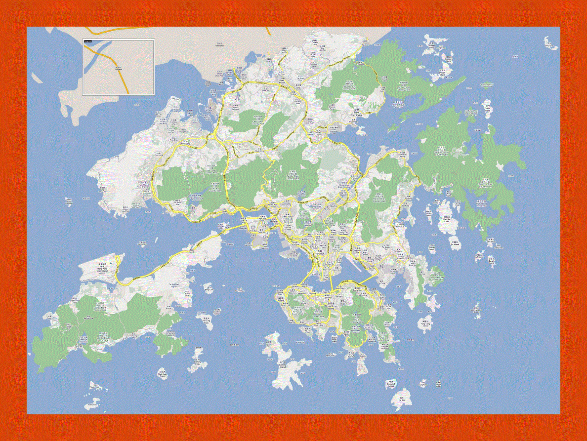 Road map of Hong Kong and Kowloon