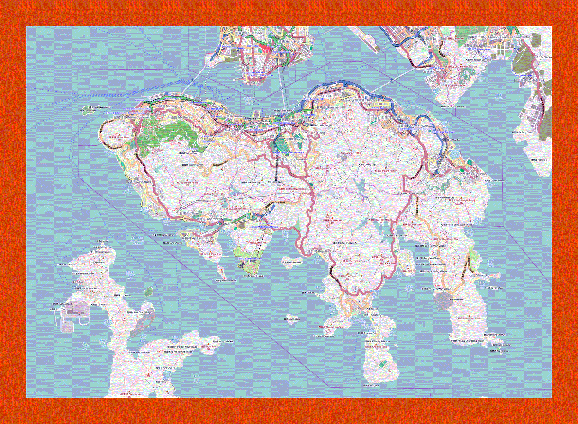 Road map of Hong Kong Island