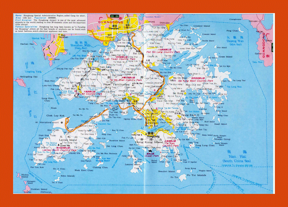 Road map of Hong Kong