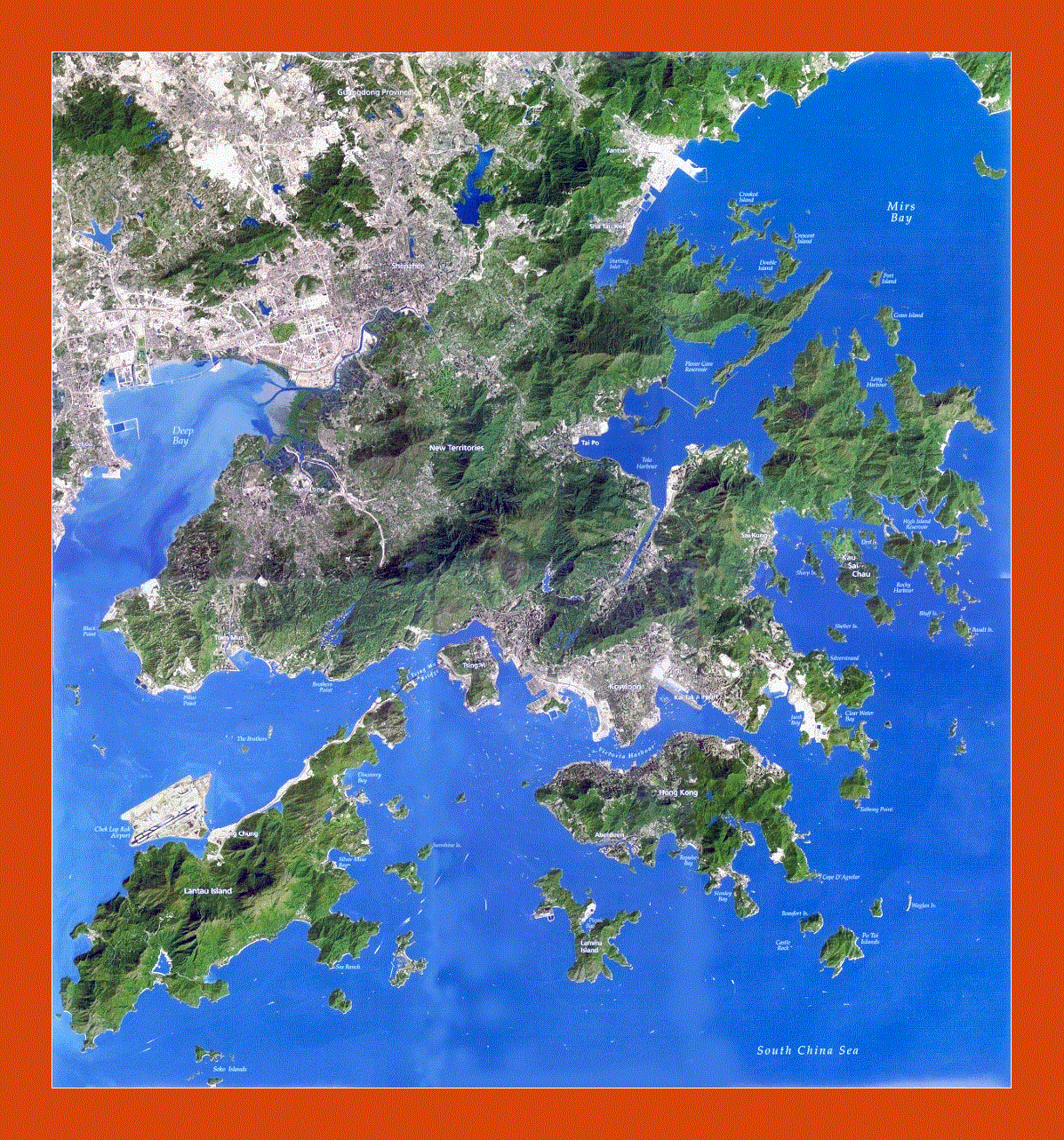 Satellite map of Hong Kong
