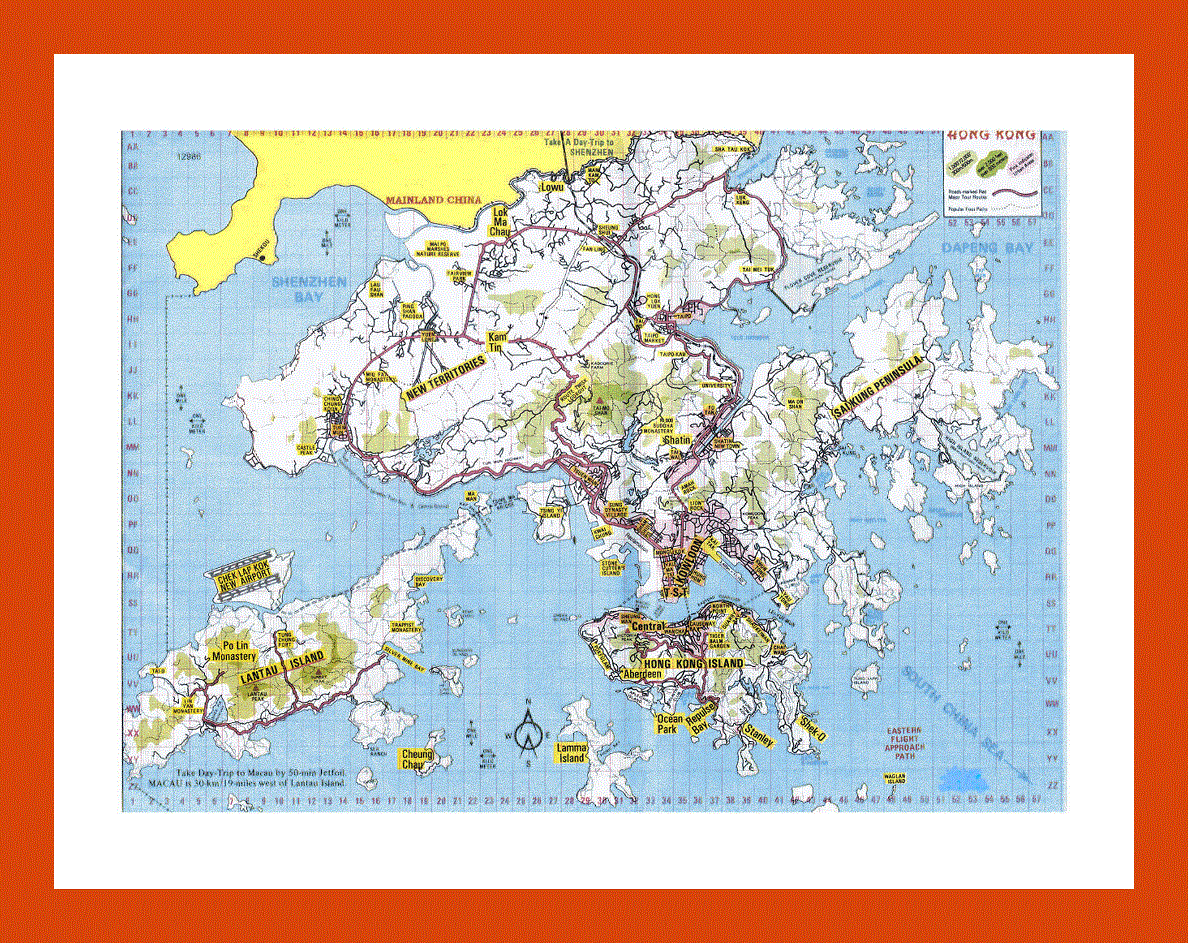 Topographical map of Hong Kong