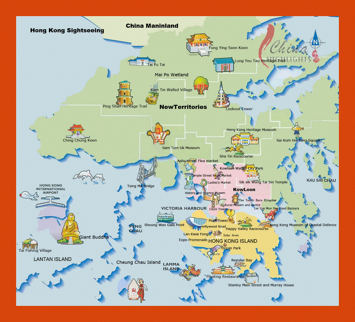 Tourist map of Hong Kong