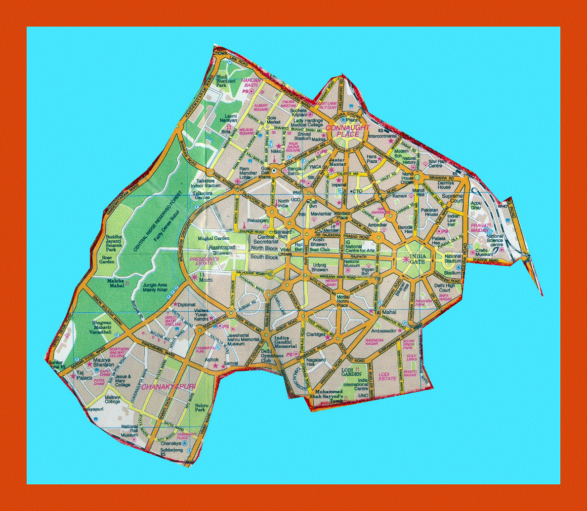 Map of New Delhi city