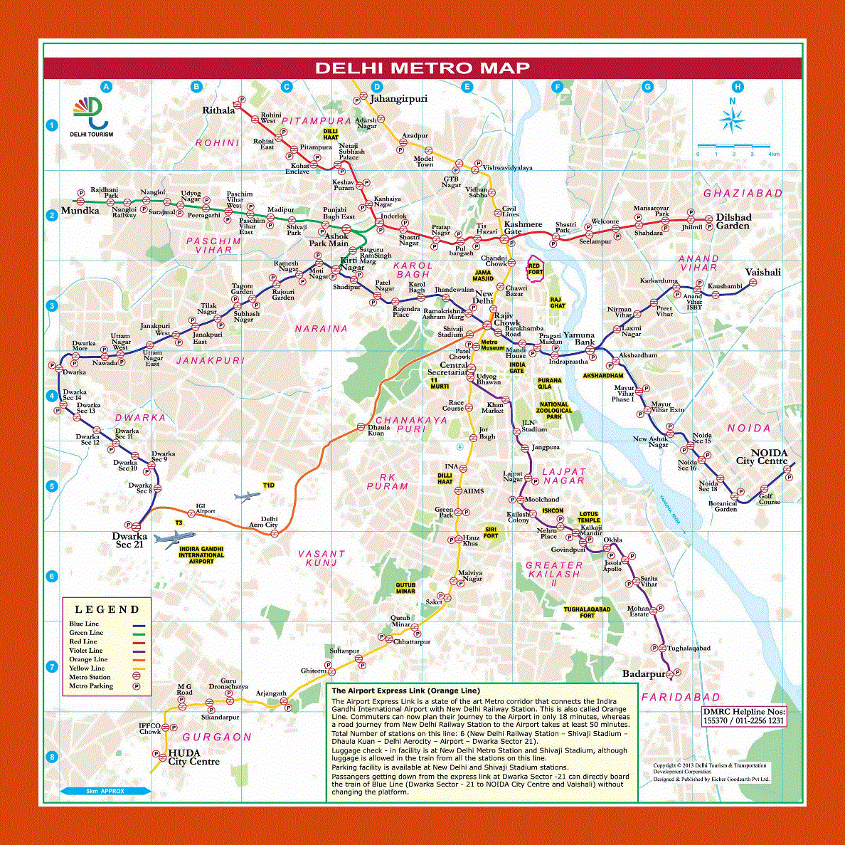 Metro map of Delhi city